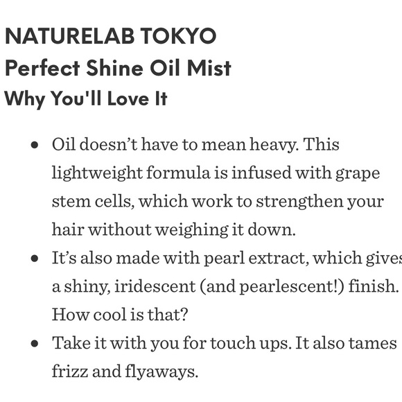 🆕 NATURELAB TOKYO Perfect Shine Oil Mist - Picture 3 of 8